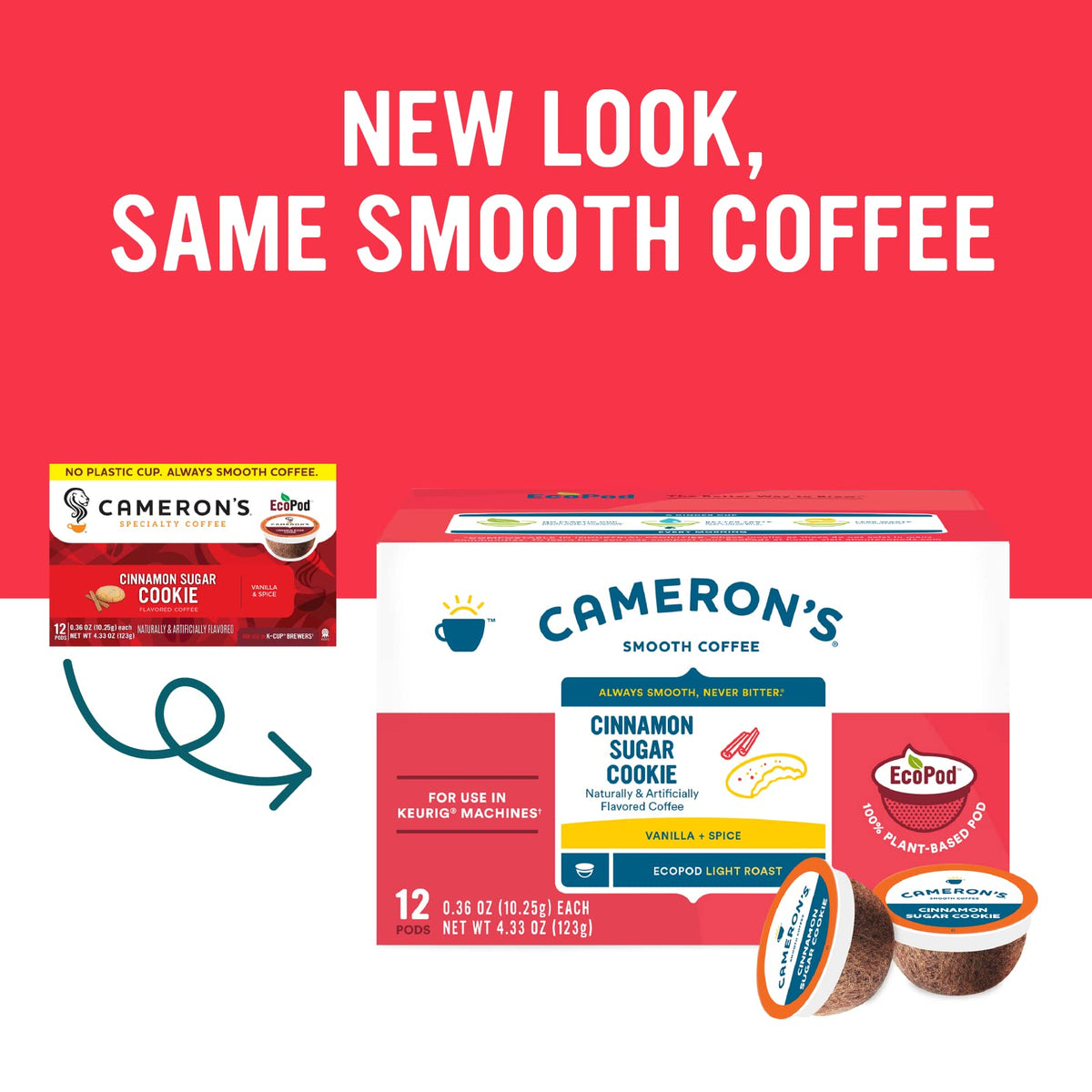 Cameron's Coffee Single Serve Pods, Flavored, Cinnamon Sugar Cookie, 12 Count (Pack of 1)