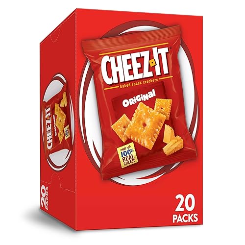Cheez-It Cheese Crackers, Baked Snack Crackers, Lunch Snacks, Original, 20oz Box (20 Packs)