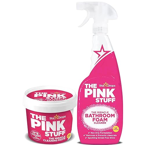 Stardrops - The Pink Stuff - The Miracle Cleaning Paste and Bathroom Foam Cleaner Bundle (1 Cleaning Paste, 1 Bathroom Foam Cleaner)