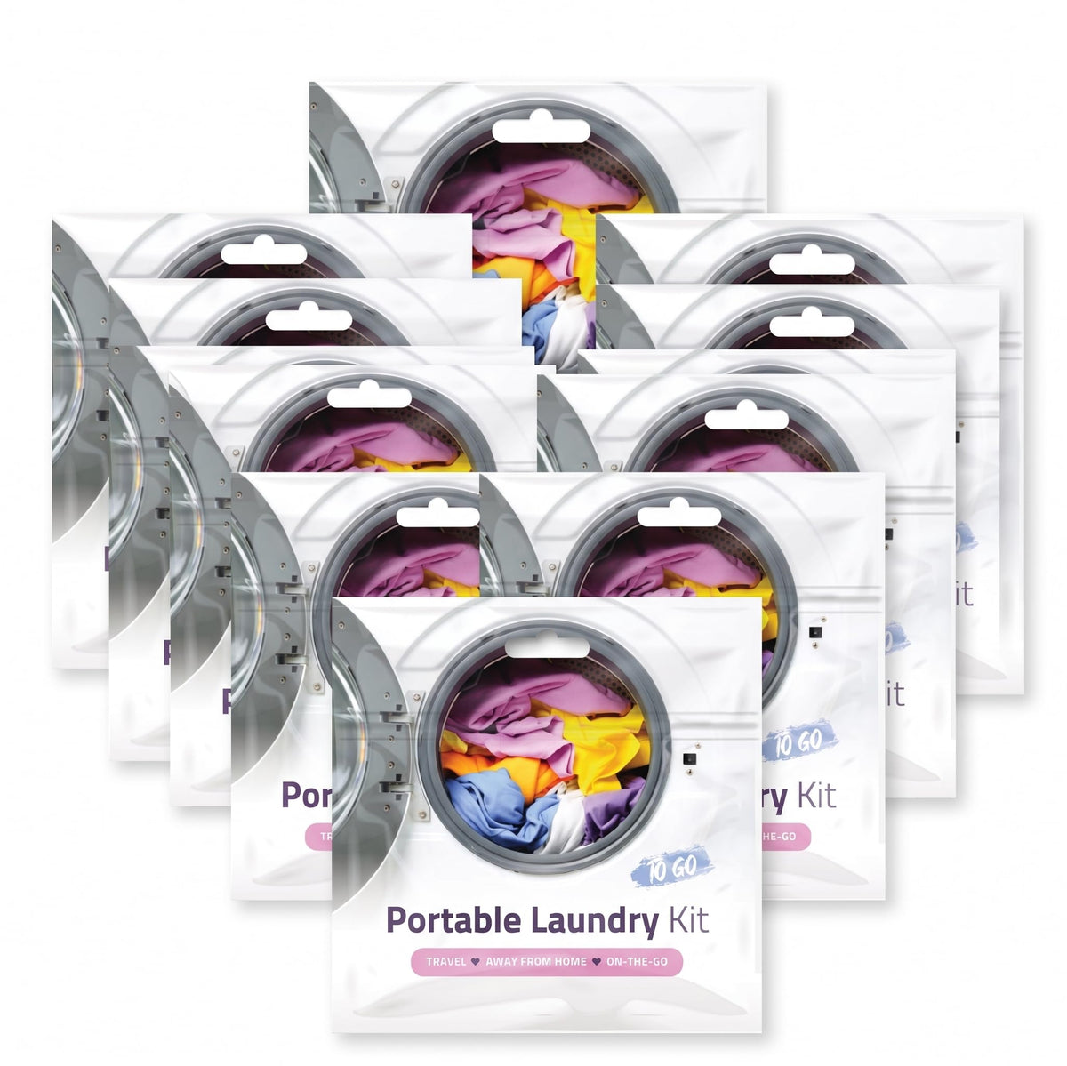 Portable Laundry Kit - Travel Clothes Cleaning Essentials with Liquid Detergent, Stain Remover Wipe, Dryer Sheet & Laundry Bag - Bulk Supply