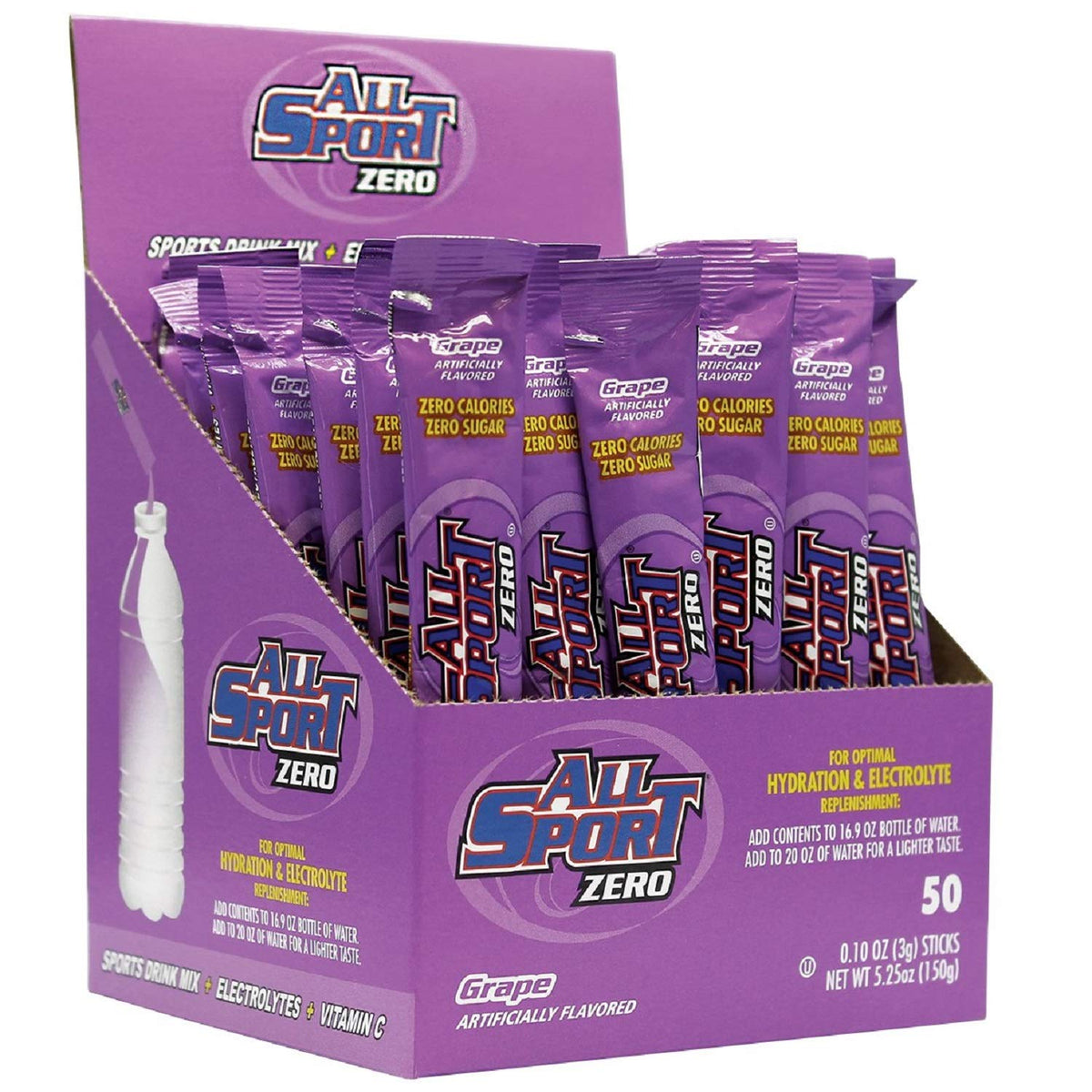 All Sport Zero Powder Sticks Variety Pack 500 Case, (10 Boxes of 50)