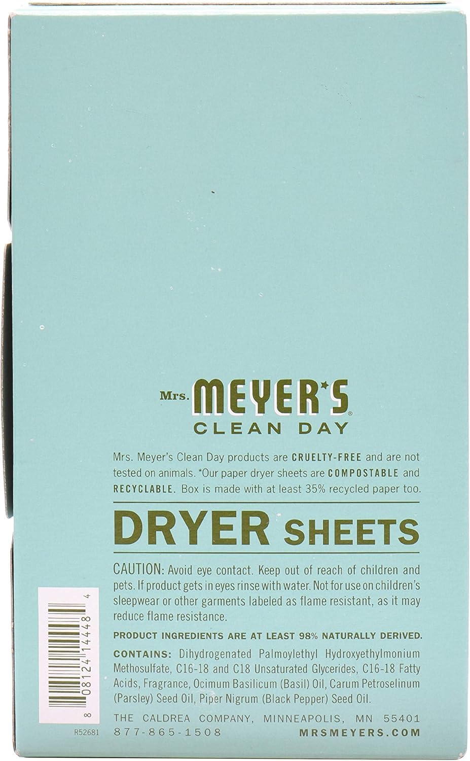 Mrs. Meyer's Clean Day Dryer Sheets - Basil - 80 ct - 2 pk