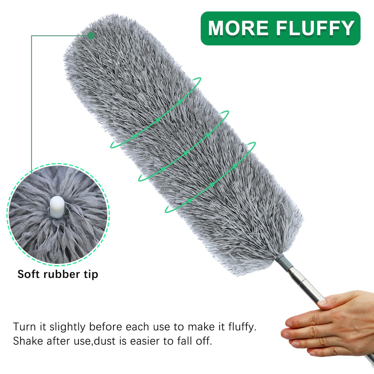100" Microfiber Feather Dusters for Cleaning, Cobweb Duster with Extension Pole, Spider Web Brush & Ceiling Cleaning Tools, Dust Remover Set