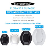 Party Essentials Party Supplies Fancy Plastic Dinnerware For Wedding/Birthday/All Occasions, 6" x 5", Dessert/Appetizer Plates, 20-Count, Black Oval