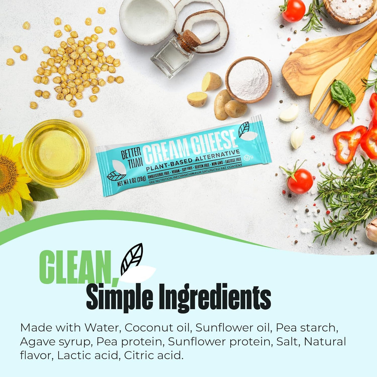 Dairy Free Vegan Cream Cheese Spread - Plant-Based, Lactose Free, Allergen-Free, Non-Dairy Cheese - Smooth & Spreadable Texture - 50 x 1oz Pouches