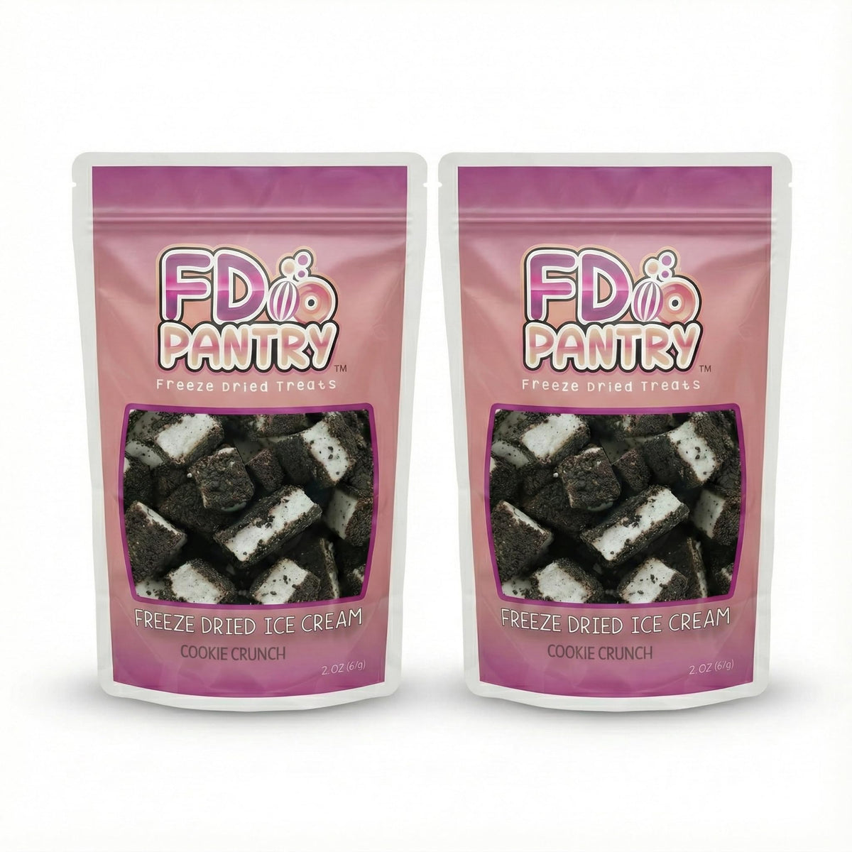 Freeze Dried Ice Cream Sandwich Bites - Cookie Crunch - Crunchy & Sweet Snack 2oz Freeze-Dried Space Ice-Cream Pack Dehydrated Resealable Gift Bag, 2