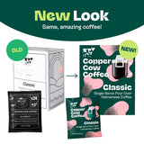 Copper Cow Coffee Premium Vietnamese Pour Over Coffee, 8 Pack | 0.4 oz Each | Classic Black Dark Roast | Single-Serve Robusta Filters | Bold, High