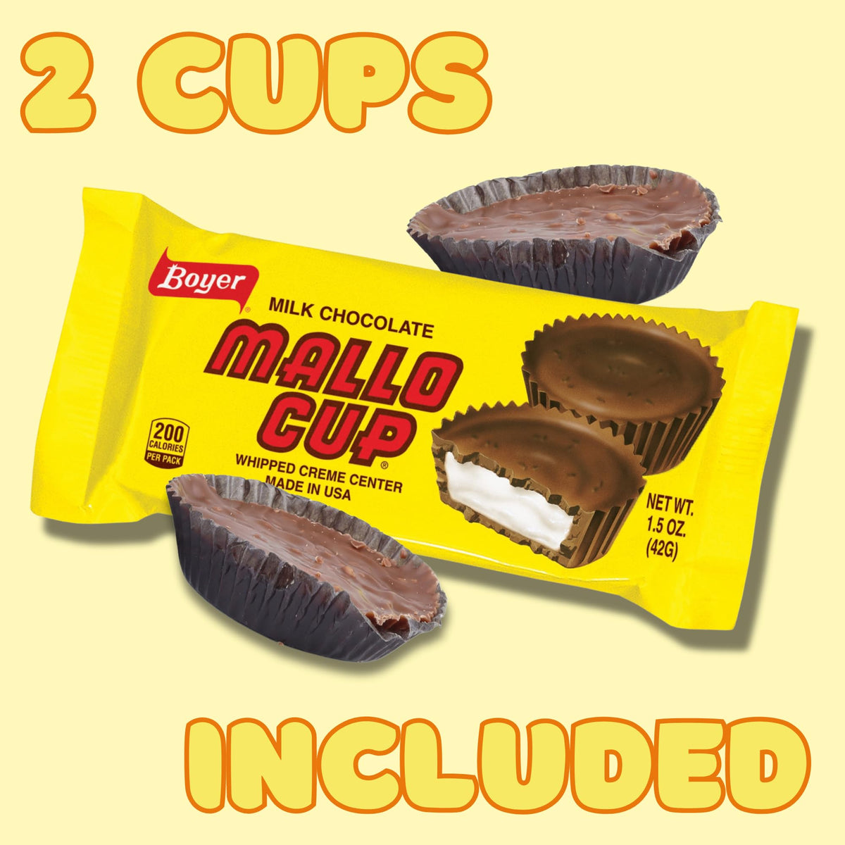 Sweetzo - Boyer Mallo Cups, Milk Chocolate Candies with Gooey Marshmallow Center, Individually Wrapped Pieces, 1.5 Ounces (Pack of 3)