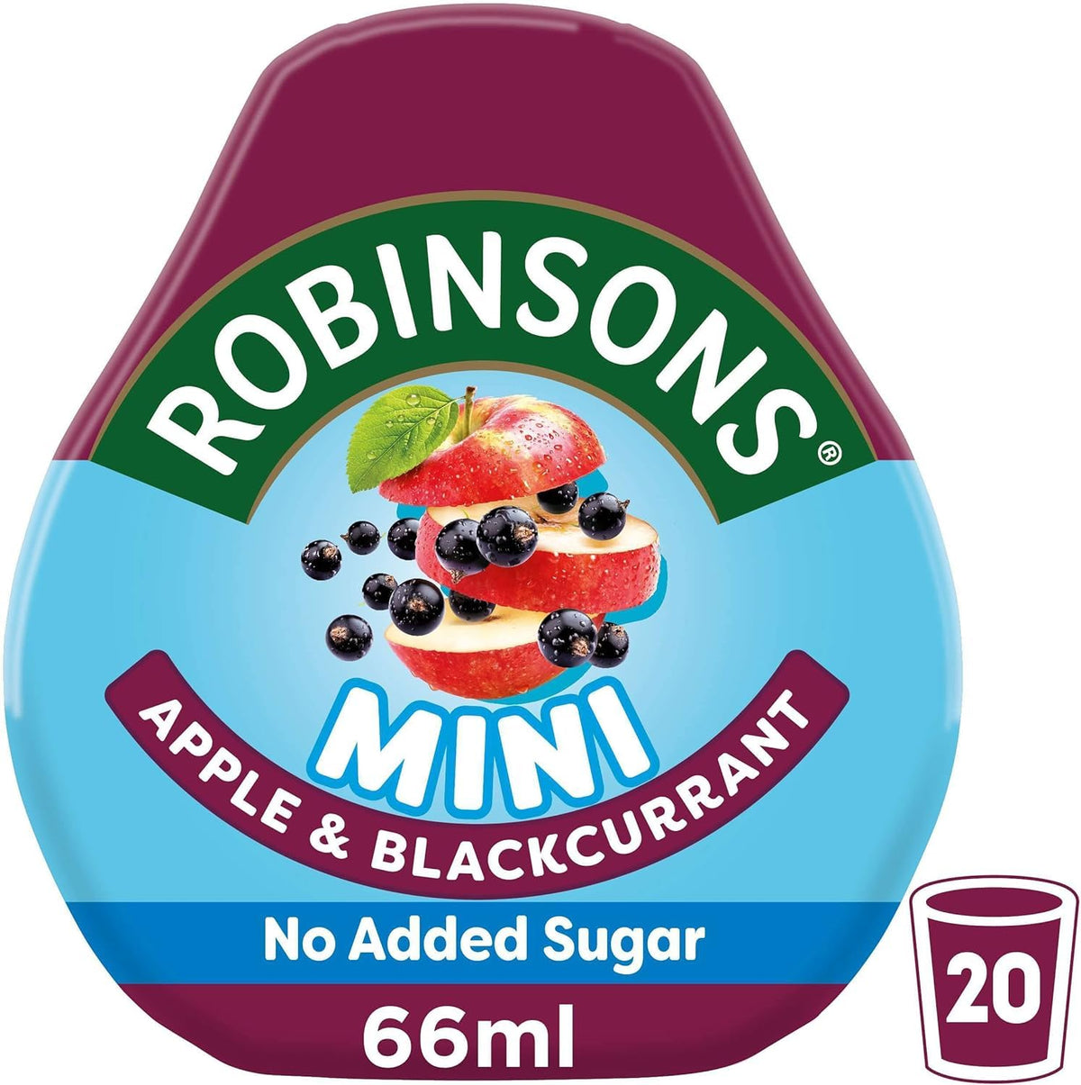 Robinsons Squash'D Apple & Blackcurrant No Added Sugar, 2.2 fl oz (66 ml)