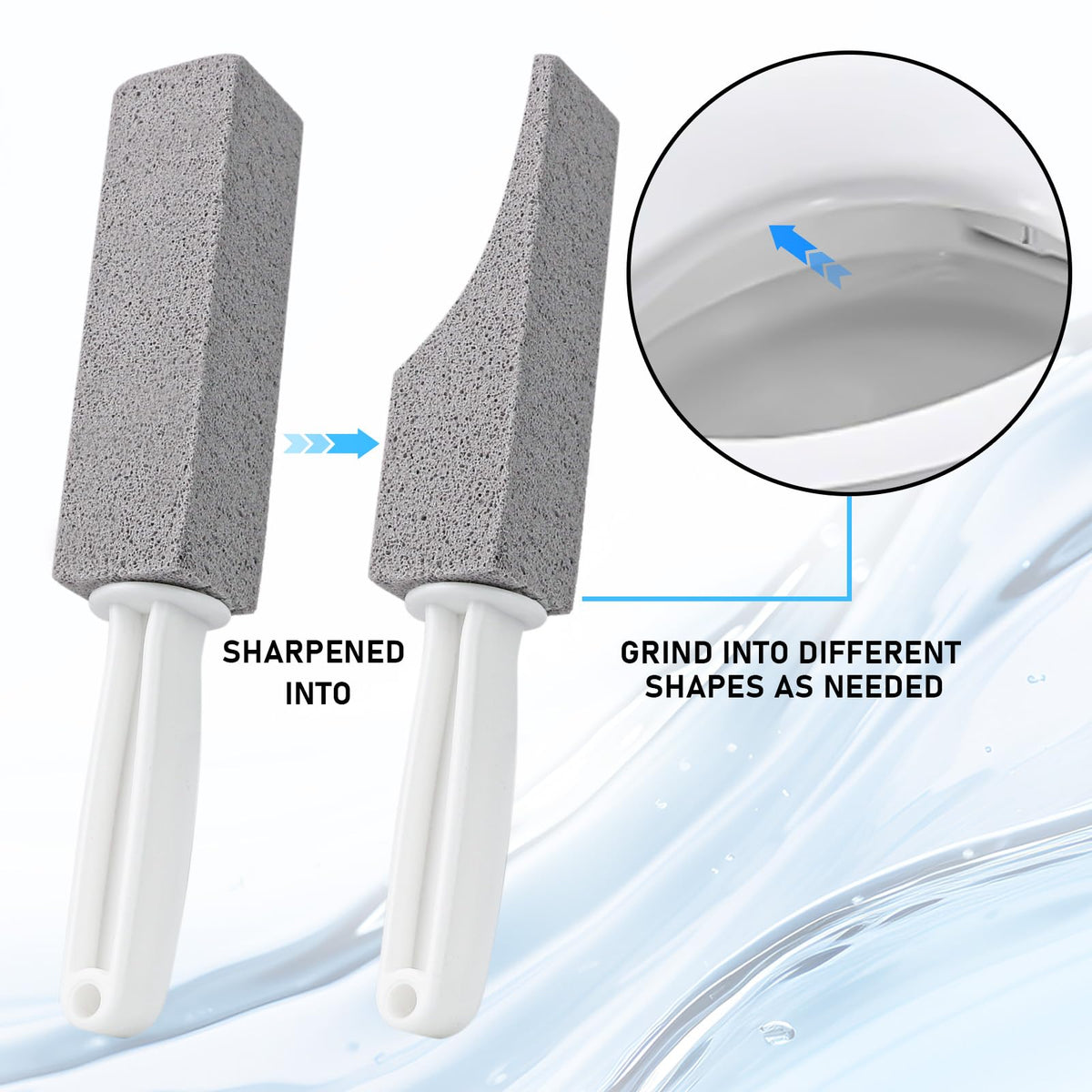 2 Pack Pumice Cleaning Stone with Handle, Toilet Bowl Cleaner Toilet Brush with Non-Slip Long Plastic Handle for Kitchen/Bath/Pool/Household Cleaning