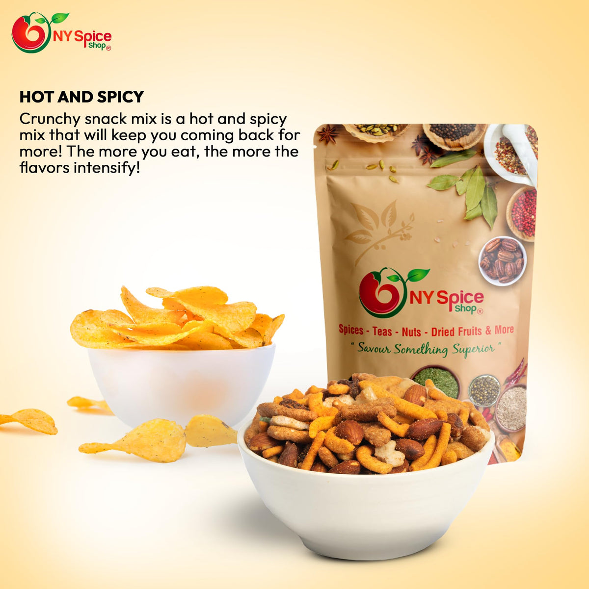 NY SPICE SHOP Cajun Hot Mix - 3 lbs. (Pound) Hot Cajun Snack Mix - Crunchy Spicy Snack Mix - Hot Cajun Snacks Spicy Mix - Sweet & Salty Nutty Crunchy