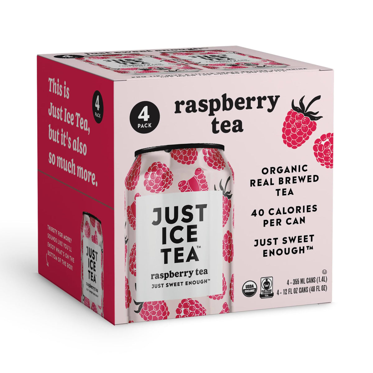 Just Ice Tea Organic Raspberry Black Tea 4 Pack, 12 Fl Oz