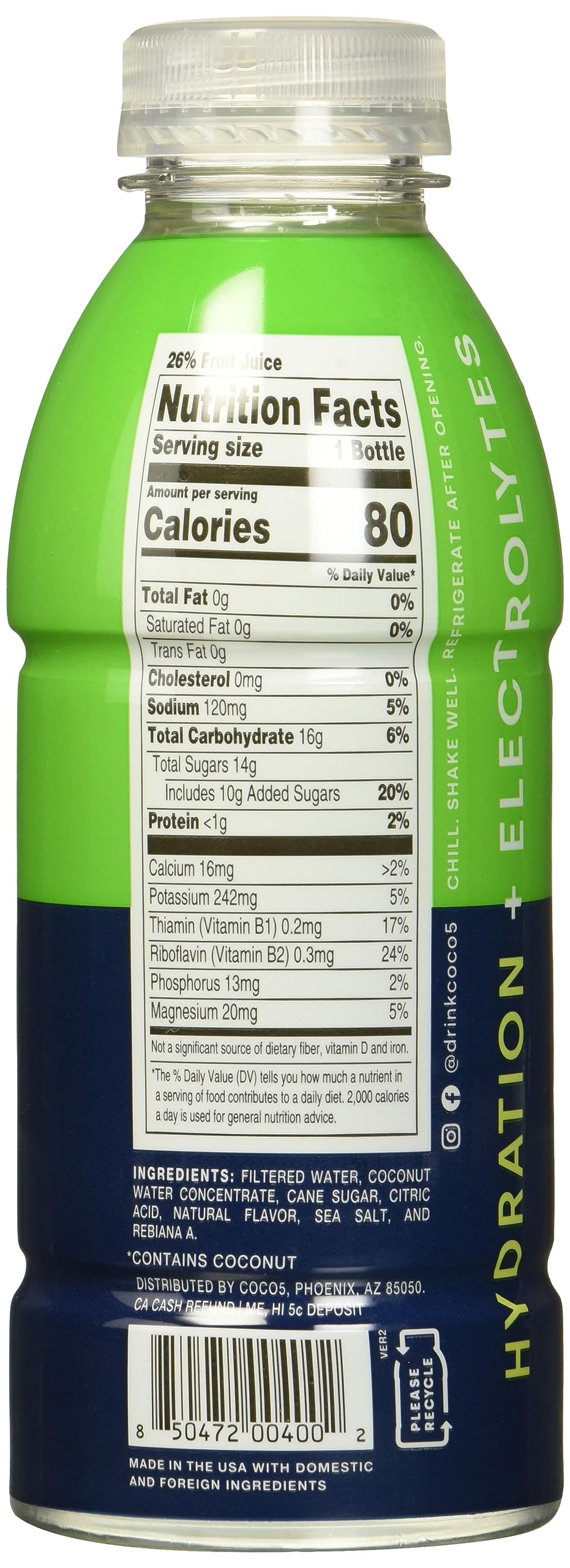 Coco5 Limon Coconut Water 12pk, 16 FZ