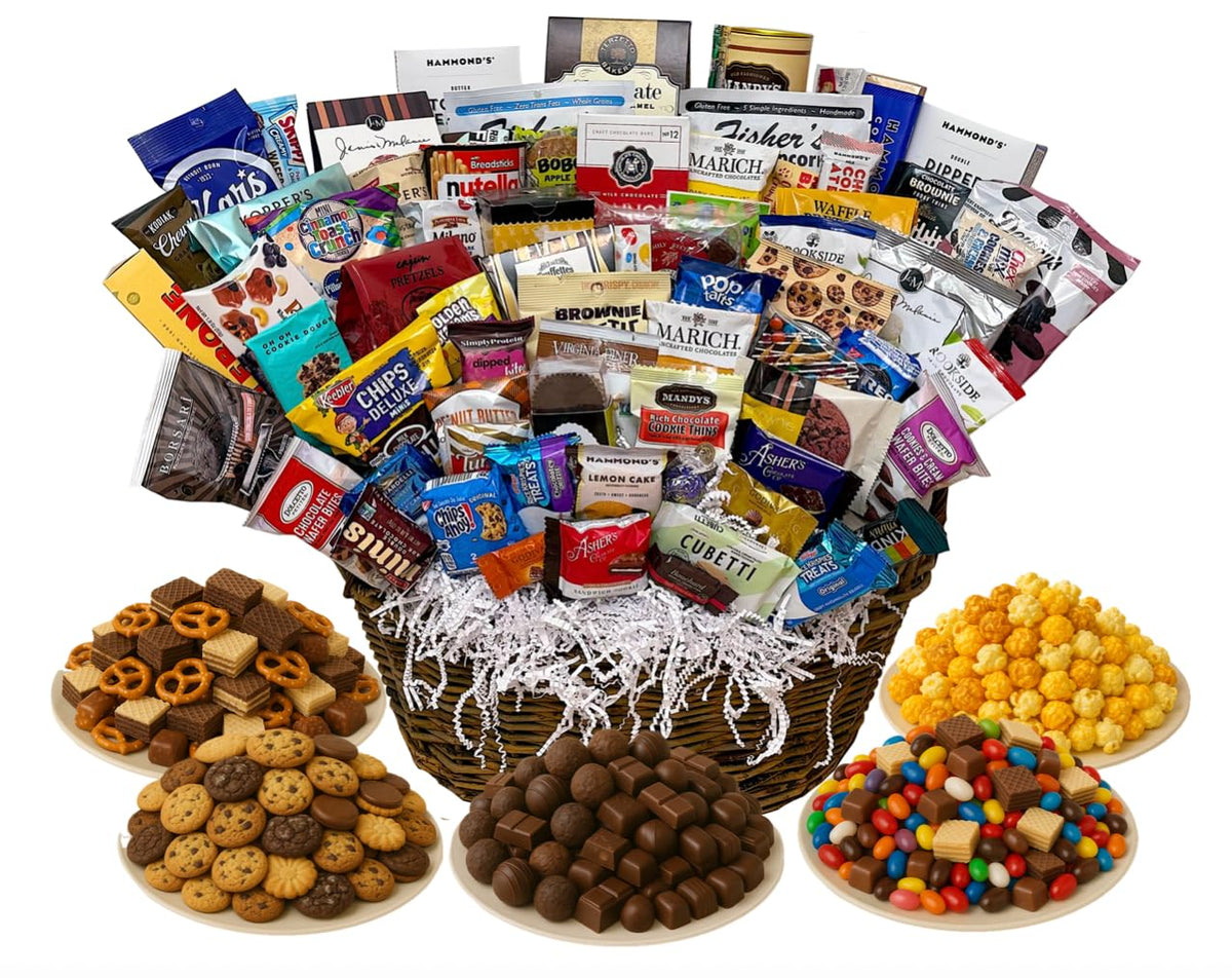 Customizable Gift Basket with Chocolates, Cookies, Snacks & Candy - Handcrafted by Mister Gift Basket - Perfect Birthday, Sympathy, Holiday, Thank