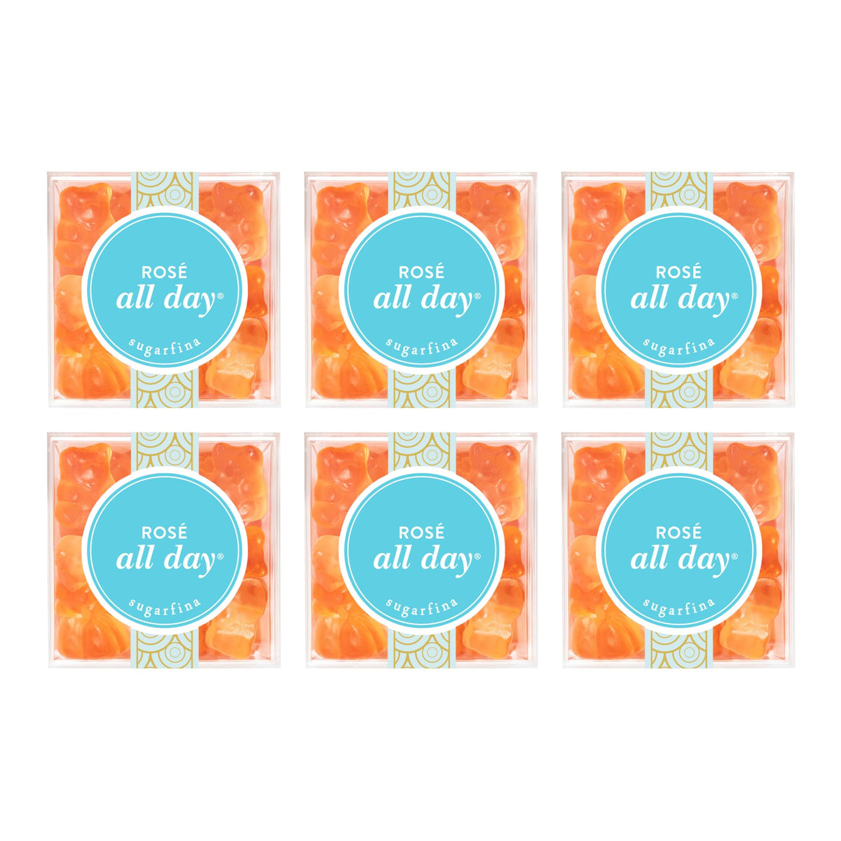 Sugarfina Rosé All Day Bears Small Candy Cube, Gummy Bears, 3.3 oz, 6 Count