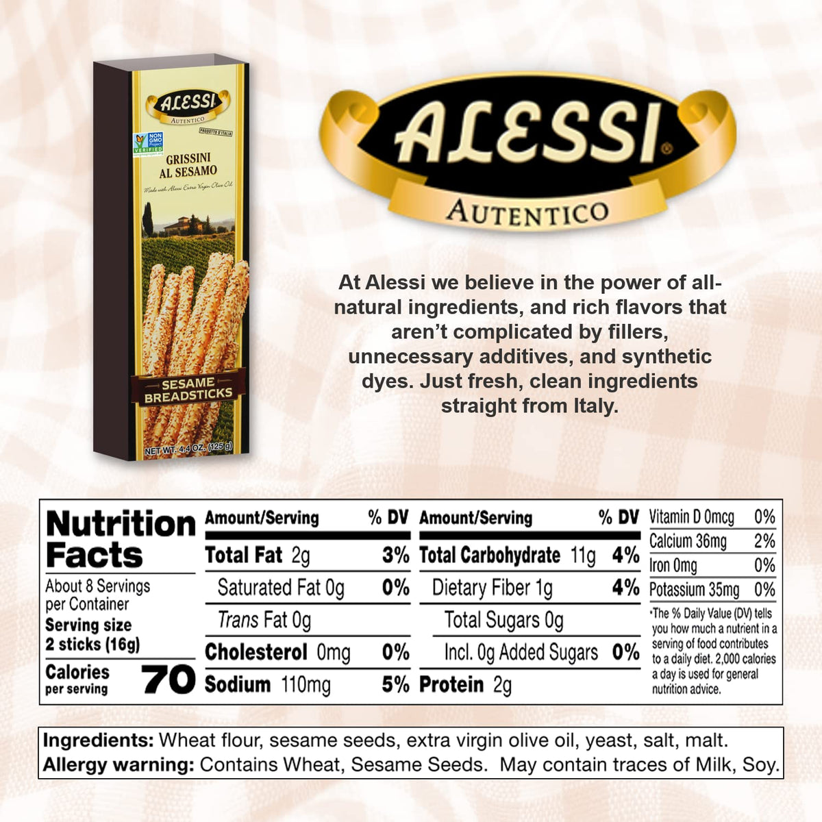 Alessi Sesame Breadsticks - 4.4 oz