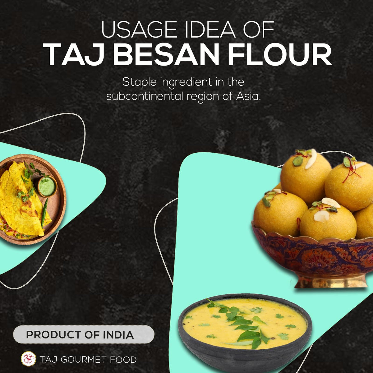 TAJ Besan Flour 2-Pounds | Chick Pea | Gram Flour | Finely Grounded