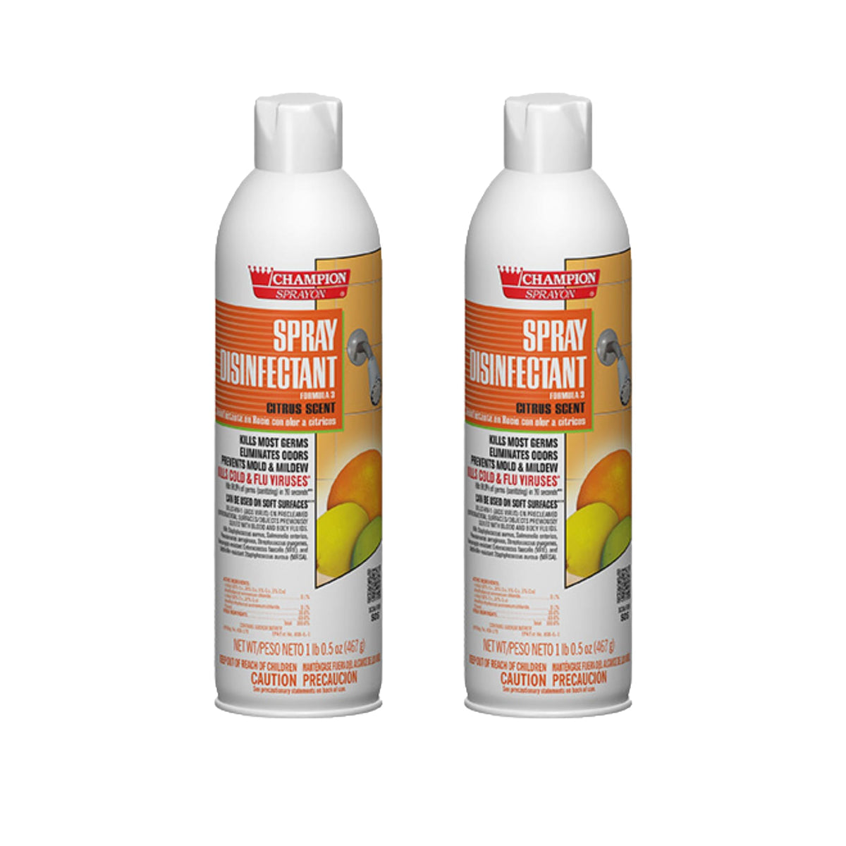 Champion Sprayon Aerosol Spray Disinfectant - Citrus Scent. Case: 2-16.5 oz. Net can.