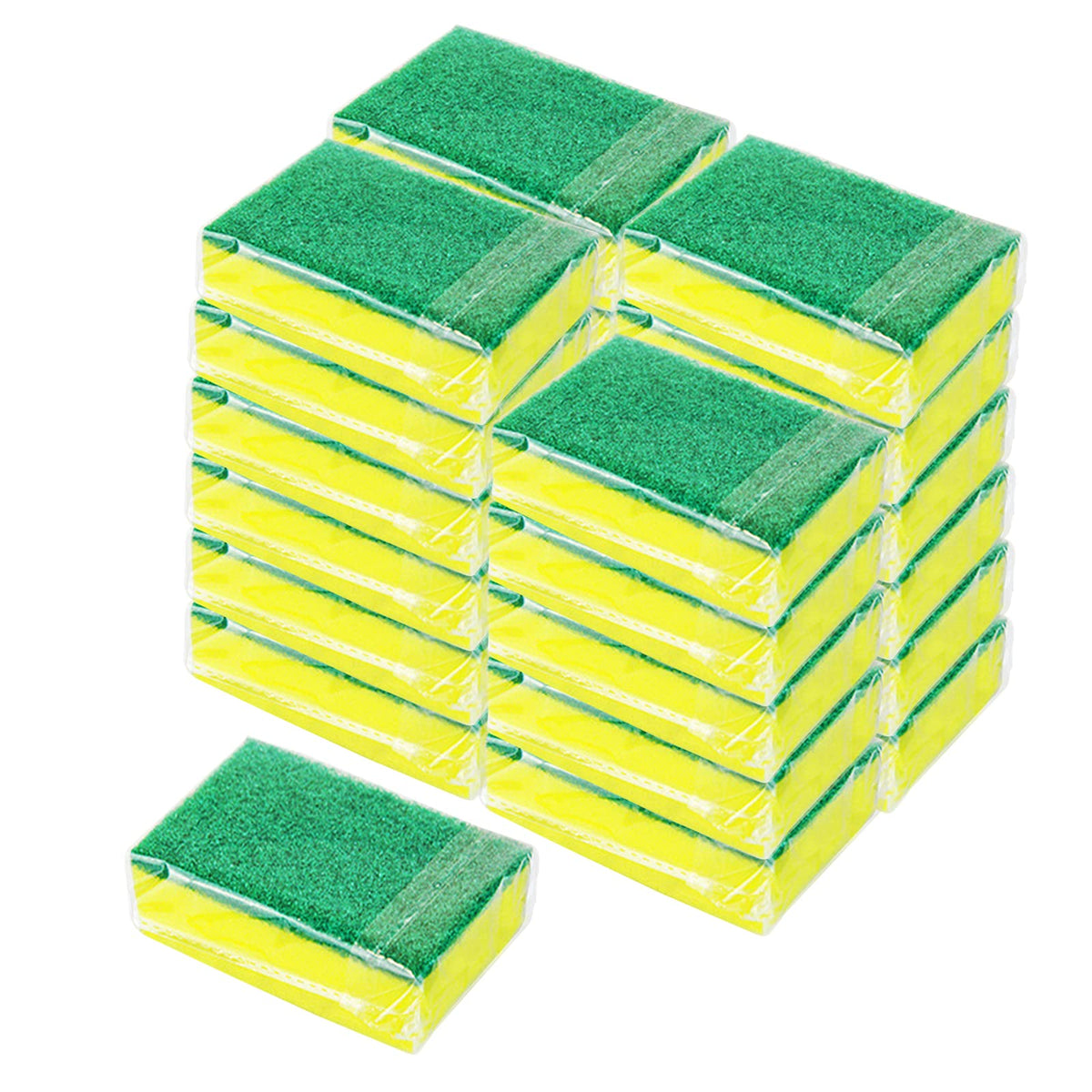 Sponge Individually Wrapped 24 Pack Kitchen Dishwashing Sponge, Non Scratch Scouring Pad, Odor-Free Sponge Wipes for Travel Apartments