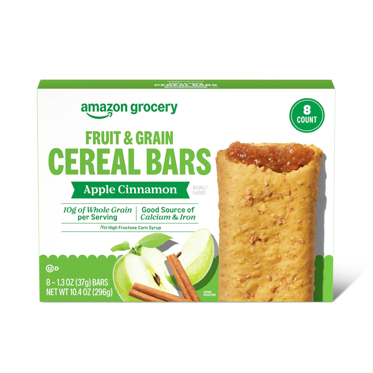 Amazon Grocery, Apple Cinnamon Fruit & Grain Cereal Bars, 1.3 Oz, 8 Ct
