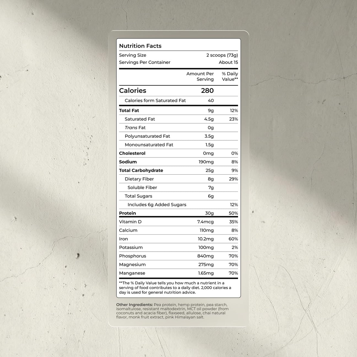 Blueprint Bryan Johnson Vegan Protein Meal Replacement - Plant Based Hemp Protein with 30g Protein Per Serving - Low Calorie, Chai Flavored Protein