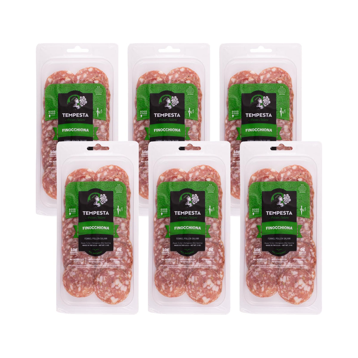 Tempesta FINOCCHIONA Fennel Pollen Salami, 3 OZ (Pack of 6)