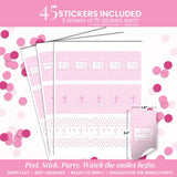 First Holy Communion Mini Chocolate Candy Bar Sticker Wrappers for Girls, 45 1.4" x 2.6" Wrap Around Labels by AmandaCreation, Great for Party Favors