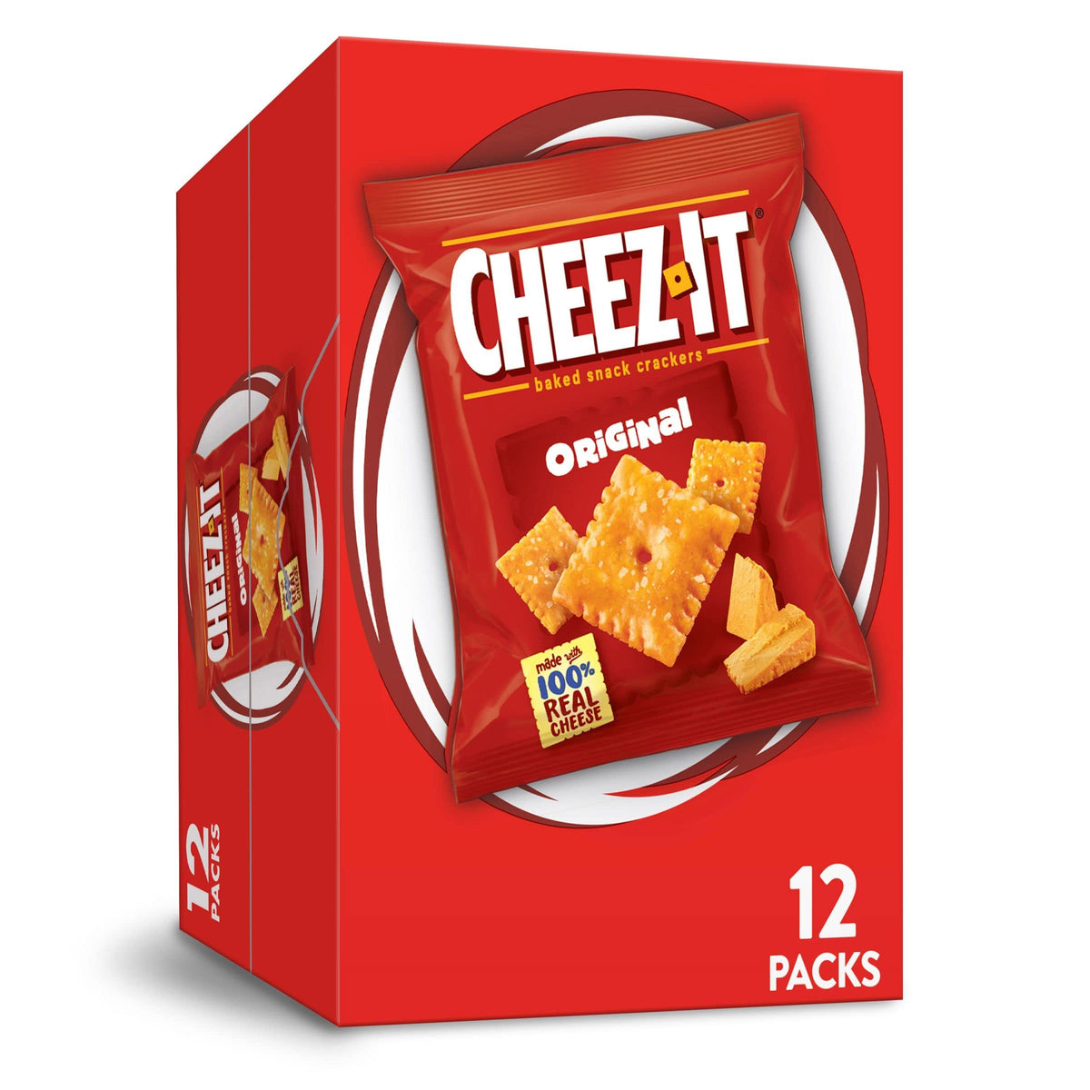 Cheez-It Baked Snack Cheese Crackers, Original, Single Serve, 1 oz Bags (12 Count)