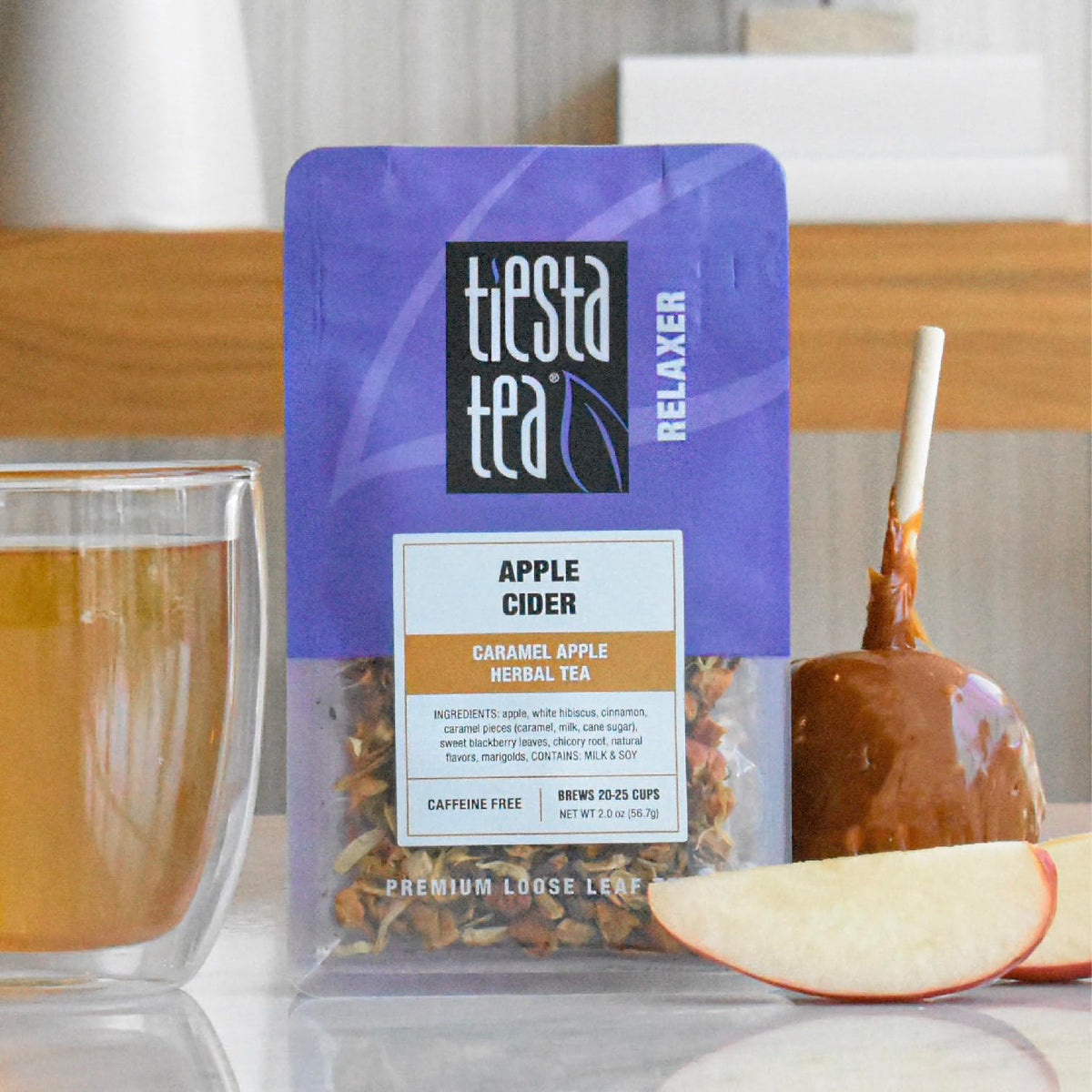 Tiesta Tea - Apple Cider, Loose Leaf, Caramel Apple Herbal Tea, Non-Caffeinated, Makes Hot or Iced Up to 20-25 Cups, 2oz Resealable Pouch