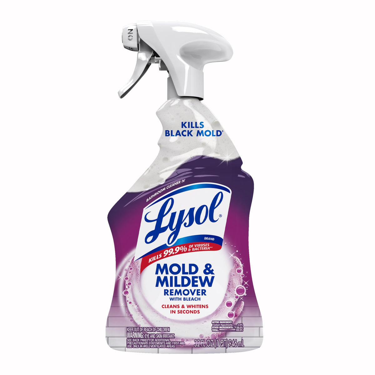 Lysol Mold & Mildew Remover Spray, Bathroom & Shower Cleaner, Disinfectant Spray, Stain Remover with Bleach, Tough on Black Mold, Multipurpose Cleaner
