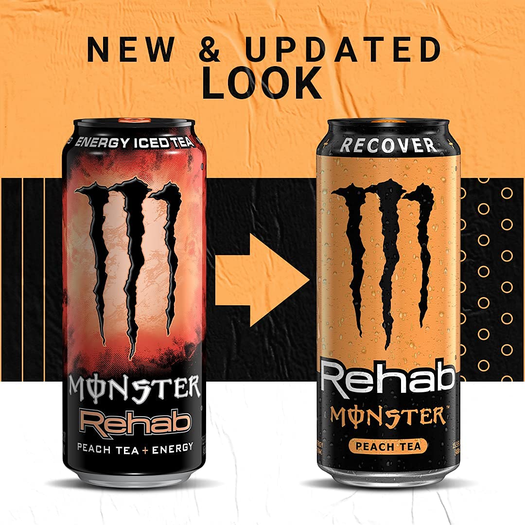 Monster Rehab - Peach Tea + Energy - 15.5oz (Pack of 8)