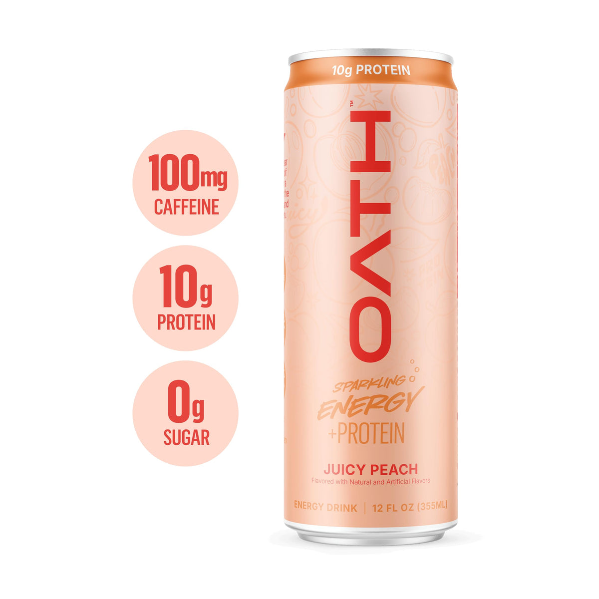 Multi Pack - Oath Nutrition - RTD Energy + Protein - 1 Serving - 12-oz - 12-pack - Juicy Peach