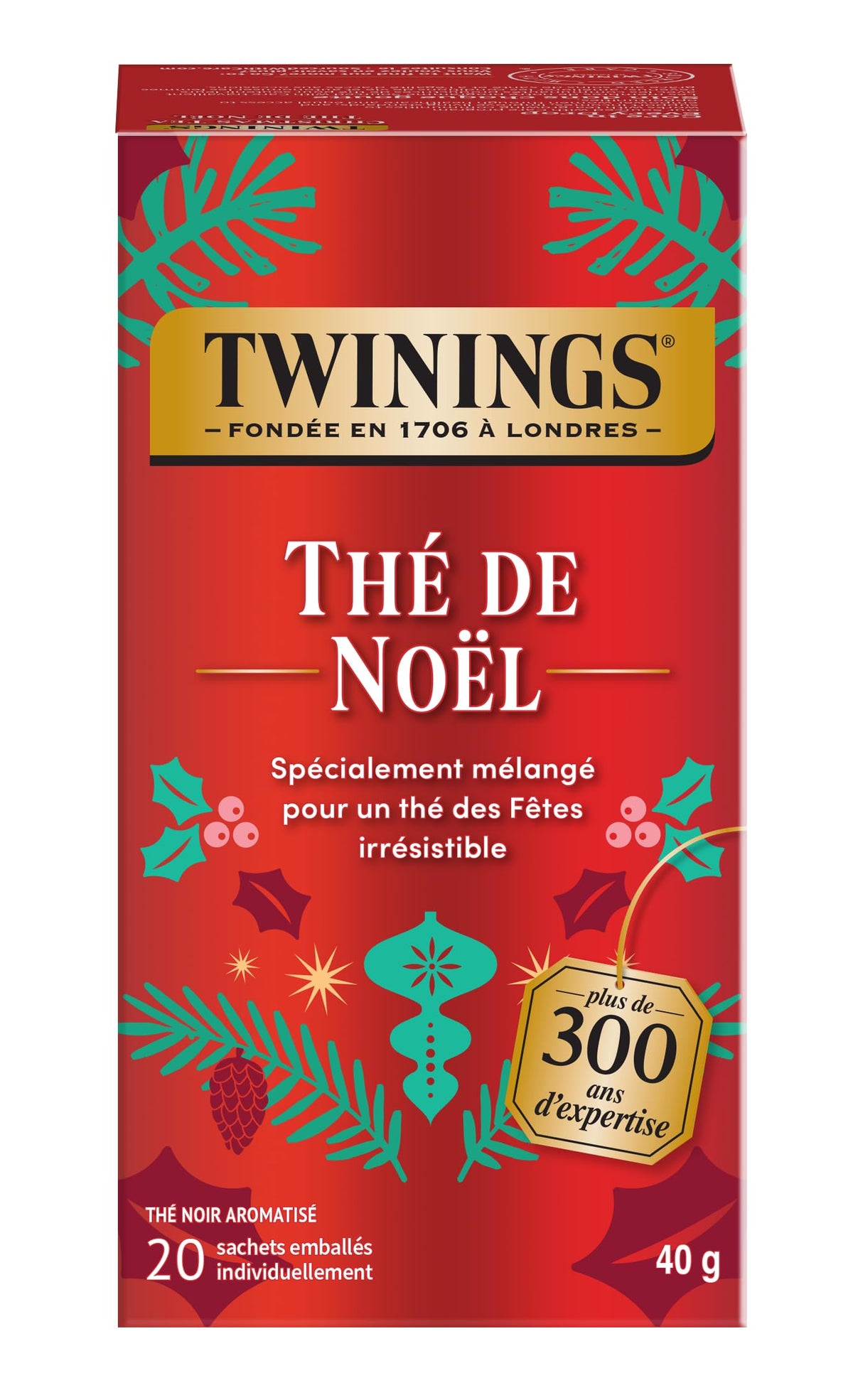 Twinings of London Christmas Black Tea, 20 Tea Bags (Pack of 6)