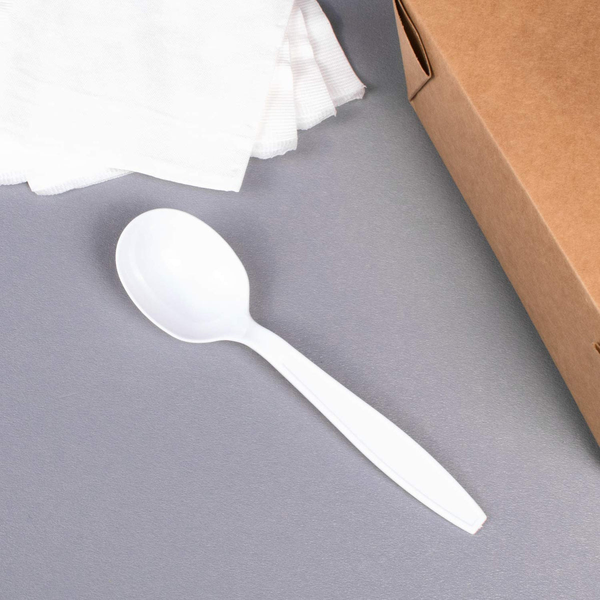 Karat [5.6" - 1000 pcs] White Individually Wrapped Plastic Heavy-Weight Disposable Soup Spoon, White (U3522W)