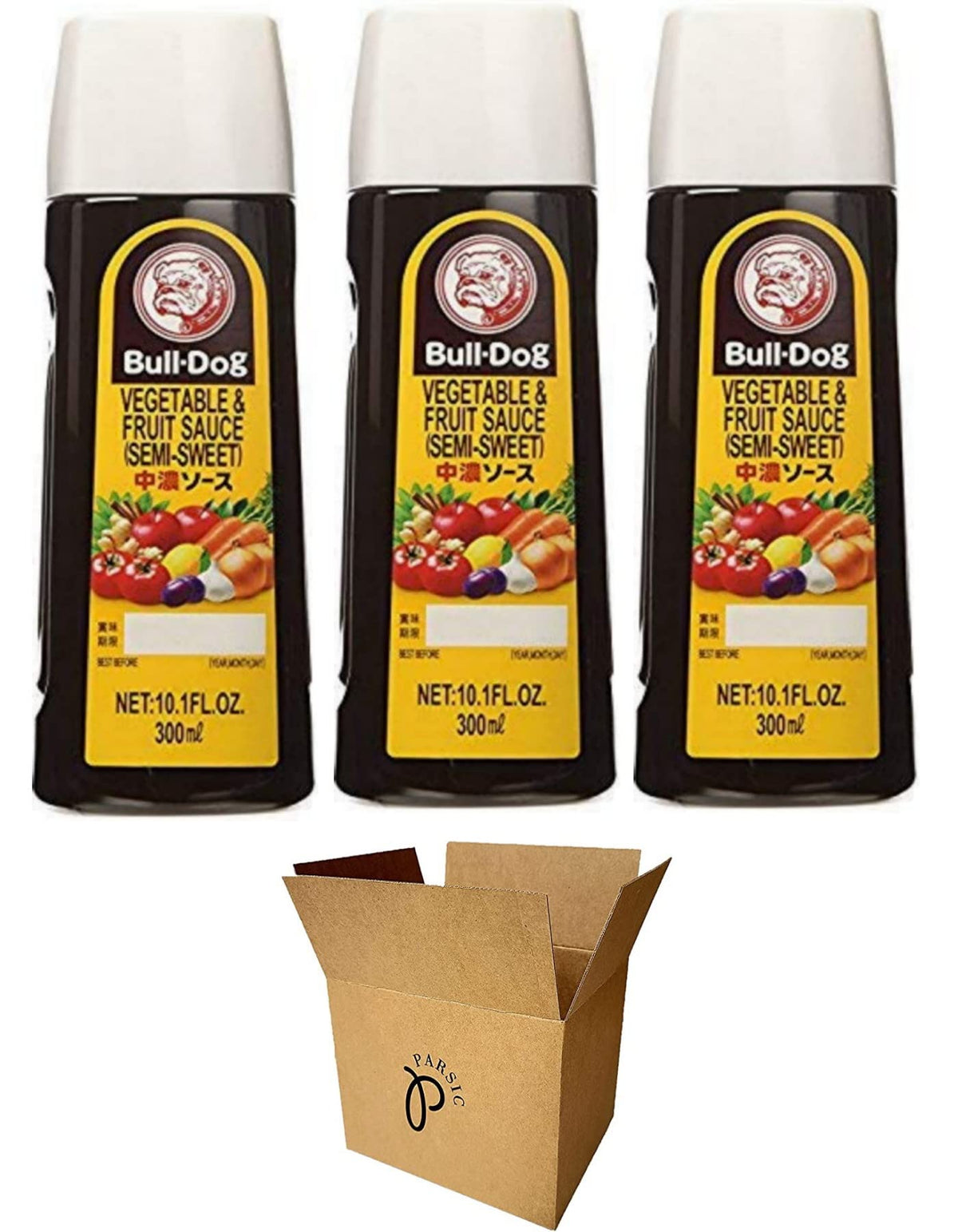 Bull-Dog Sauce, 10.1 Fl Oz Each, Assort 3 kinds (Tonkatsu, Worcestershire, Semi-Sweeet) (Semi-Sweeet (Pack of 3))
