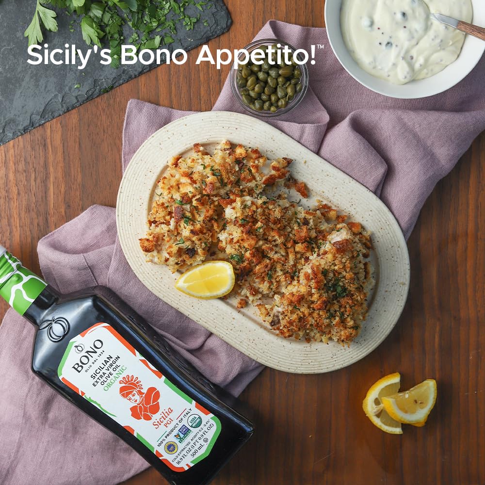 Bono Sicilian Extra Virgin Olive Oil | Organic | Sicilia PGI | 100% Italian Extra Virgin Olive Oil, 16.9 oz