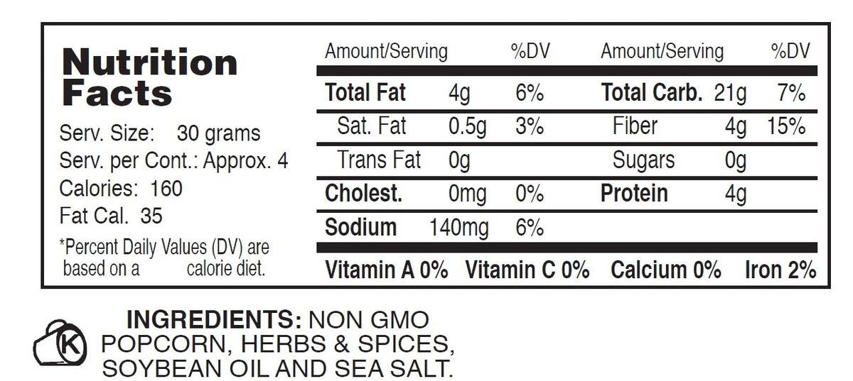 Little Lads Herbal Popcorn, Non-GMO - Maine Made - 5 Ounce, 4 Count L
