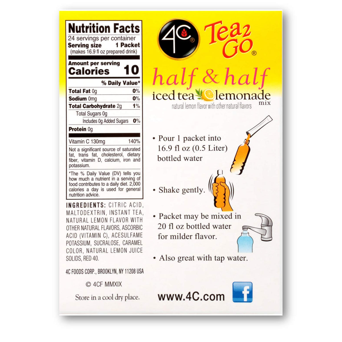 4C Half & Half Iced Tea Lemonade Mix- Sugar Free 24 pkts