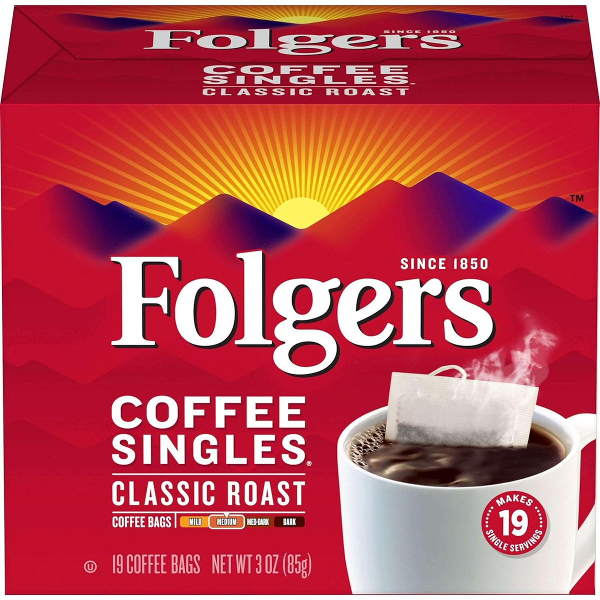 Folgers Coffee Singles (19 per box)