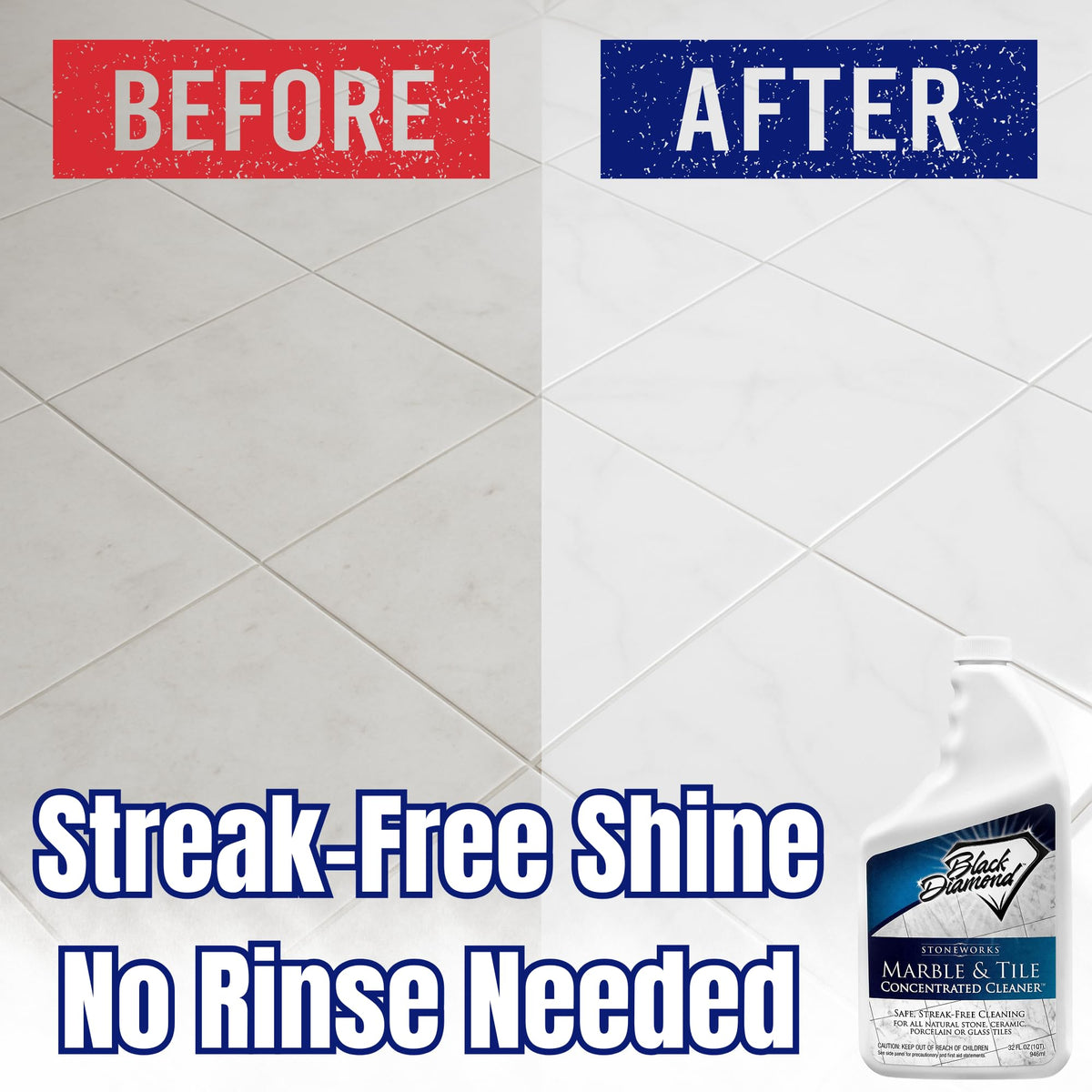 Black Diamond Stoneworks Marble & Tile Floor Cleaner Concentrate, pH Neutral, Streak-Free & No-Rinse Formula for Granite, Travertine, Limestone