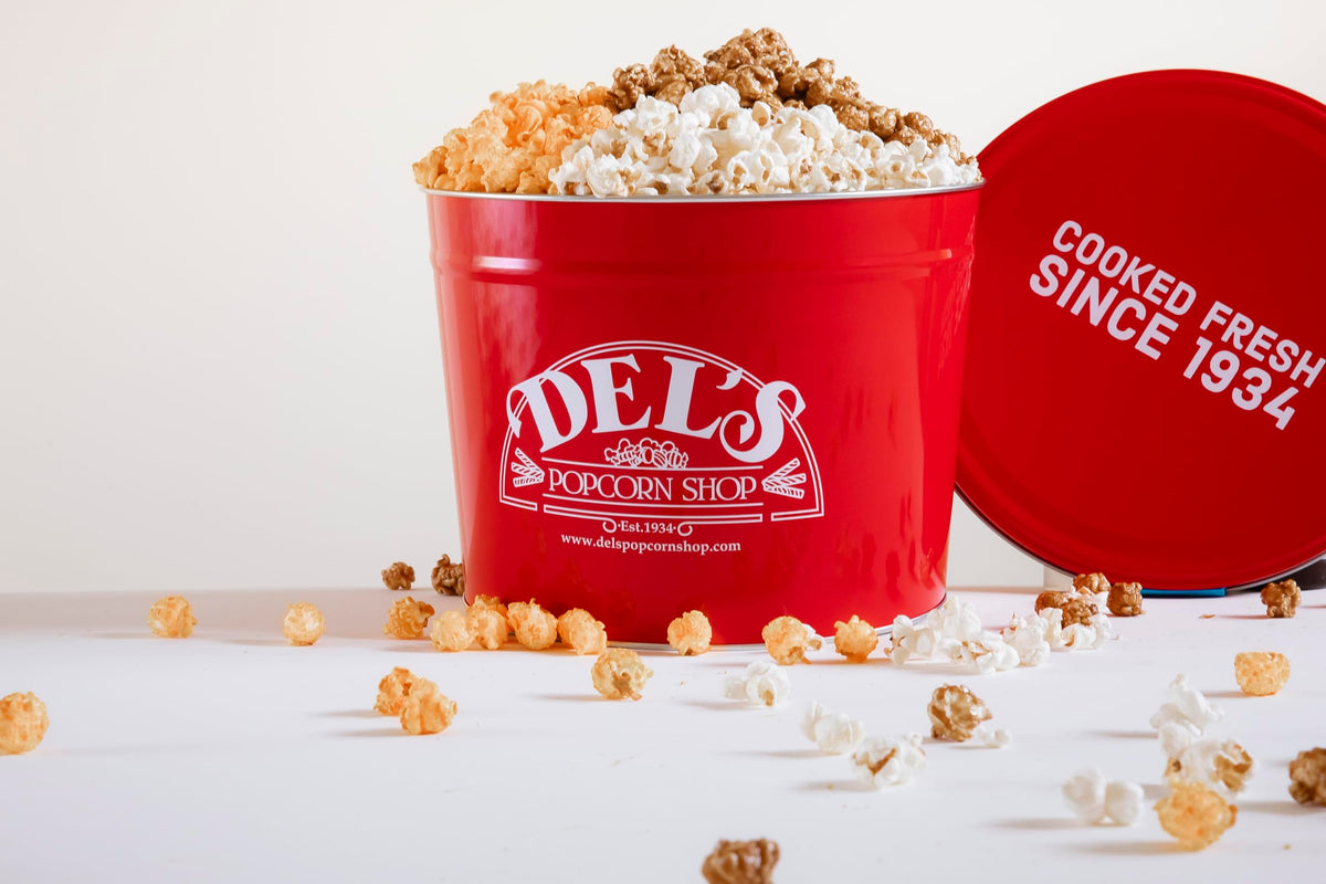 2 Gallon Popcorn Tin Gift - 3 Kinds (Cheese/Caramel/Salt & Butter) Gourmet Popcorn Gift Tin - Popcorn Gift Set