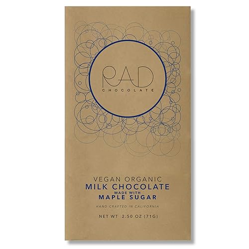 Rad Chocolate Vegan Milk Chocolate Maple Sugar | 3 pack | Certified Organic | Gluten & Soy Free Chocolate | Paleo Friendly