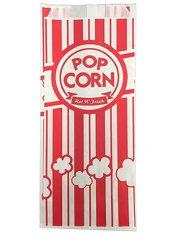 Carnival King Paper Popcorn Bags, 1 Ounce, Red and White, 1000 Pieces