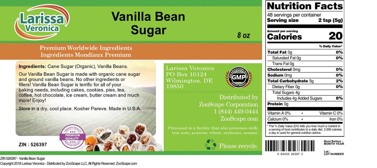 Vanilla Bean Sugar (8 oz, ZIN: 526397) - 3 Pack