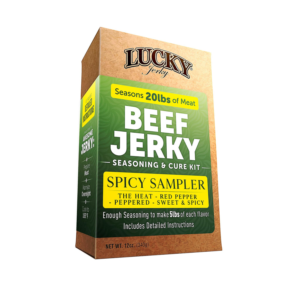 Lucky Jerky Ultimate Spicy DIY Jerky Seasoning Kit - 12oz - The Heat, Red Pepper, Black Pepper and Sweet & Spicy