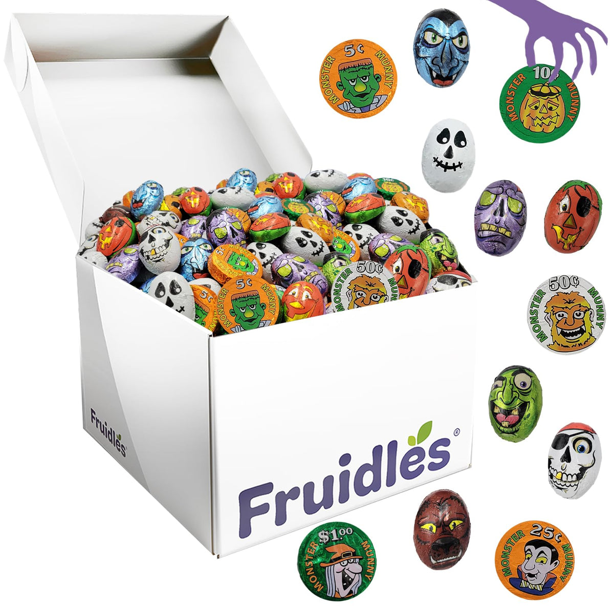 Fruidles Halloween Tricky Treat Master Bag, Trick-Or-Treat Party Bag Fillers, Individually Wrapped in Multi-color Design Foils, Kosher Certified (25