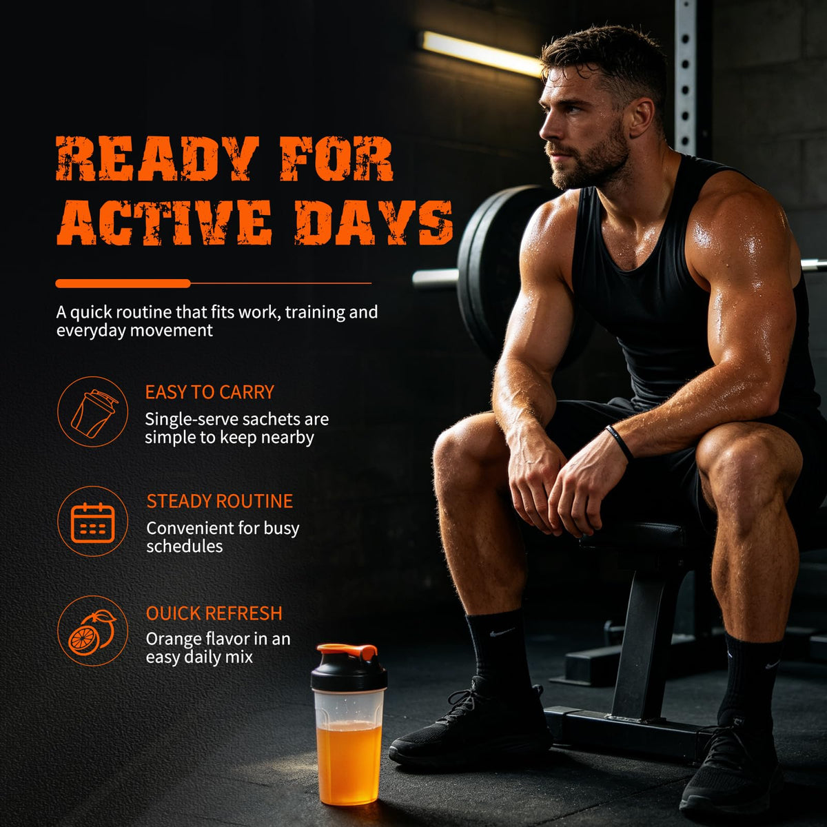 Tradesman Nutrition Shred, Orange Thermogenic Support Energy Drink Powder Packets, Energy & Focus Support Formula for Men & Women, 30 Sachets