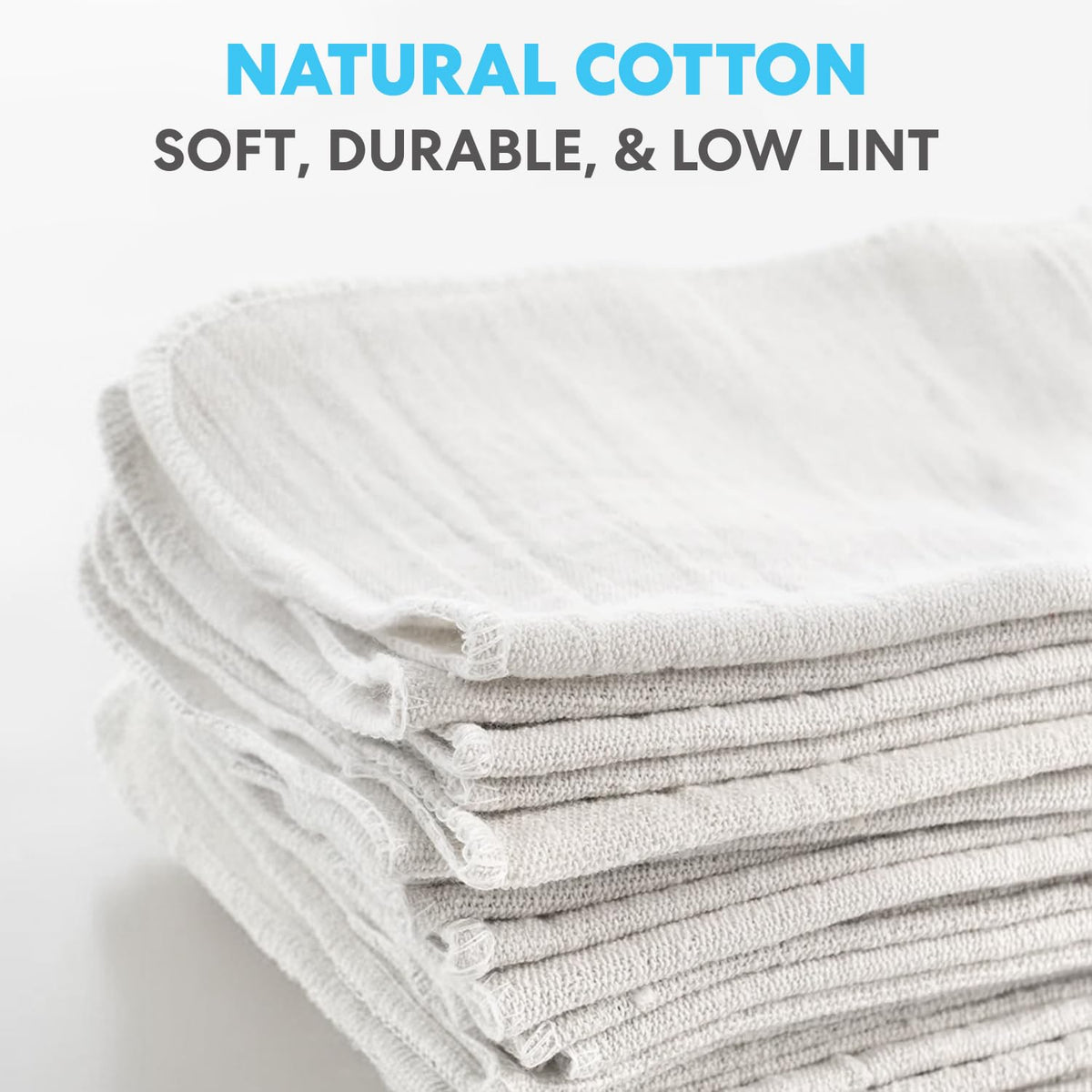 Simpli-Magic Cotton Shop Towels 14"x12" (145 Pack) - Reusable Cleaning Shop Rags for Automobiles, Industries, Garage and Homes (White)