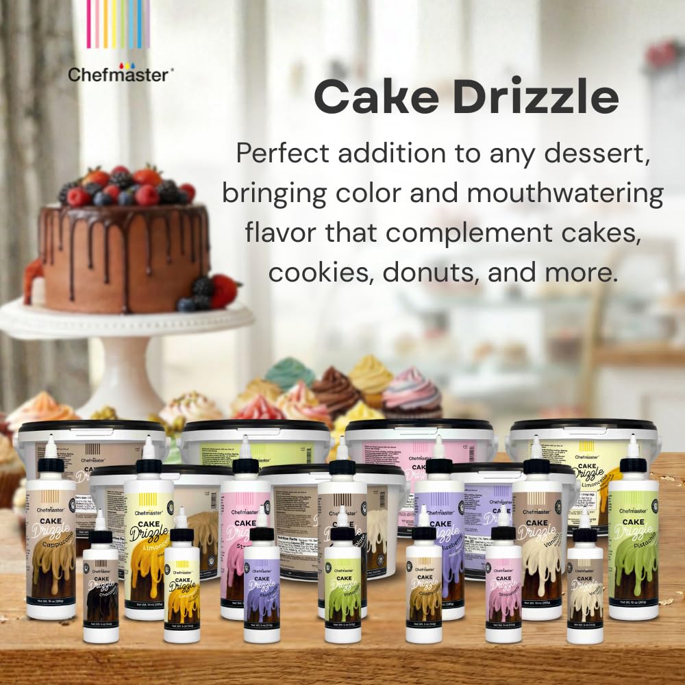 Blueberry-Flavored Cake Drizzle by Chefmaster, Edible Cake Drip Frosting for Decorating, Drip for Cakes, Cupcakes, Cookies, Donuts, 10 oz