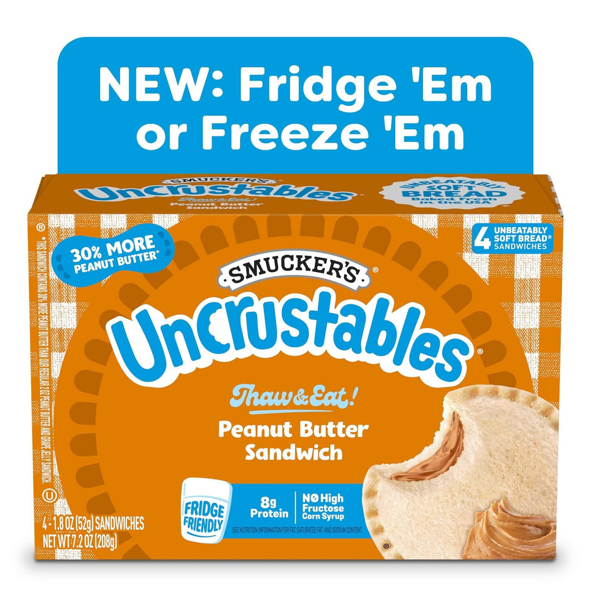 Smucker's Uncrustables Frozen Sandwich Variety Pack, Peanut Butter and Peanut Butter & Strawberry Jam, 24 Count